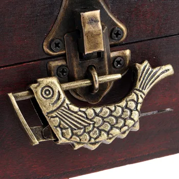 Antickej Bronzovej Zliatiny Starožitné Čínske Staré Drevené Okno Zamknúť Šperky Hrudníka Box Zámok Visiaci zámok na Kufor Šuplíku Skrinky 60x9x31mm