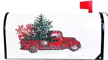 Vianočné Červený Kamión Auto Strom Snehu Magnetické Schránka Kryt MailWraps Štandardné Zimné Šťastný Nový Rok Schránky Zábaly Post Box