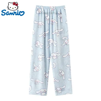 Sanrio Hello Kitty Cinnamoroll Roztomilé Sladké Plyšové Bavlna Spánku Spodnej Časti Nohavice Ženy Zimné Flanelové Nohavice, Oblečenie Pre Voľný Čas Teplé Fleece Nohavice