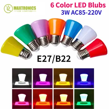 10Pcs LED Blubs Farebné E27/B22 SMD2835 Červená/Modrá/Zelená/Ružová/Biela Žiarovka 3W Pre Dovolenku Strany Bar Domov Osvetlenie 85-220V AC