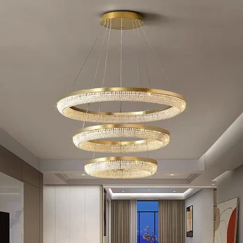 Nordic moderný Luxusný prsteň svetla Crystal Stmievateľné LED Svietidlo Domova Obývacia Izba, Jedáleň, spálňa krištáľový luster