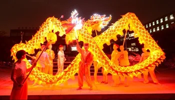 Led 4m Veľkosť 5 Hodváb Dragon Tanečných Kostýmov, 4 Hráčov Deti Študent Festival Jar Karneval Party detské Ihrisko Ľudovej Fáze Čína