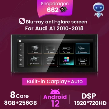 Snapdragon 662 Android All-in-one autorádia Pre Audi A1 2010-2018 GPS Navigácie, Audio Prehrávač Multimediálnych súborov Bezdrôtový Carplay RDS FM