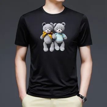 2023 Lete Bear 3D Vytlačené Krátky Rukáv T-shirt pánske Príležitostné Voľné Kolo Krku T-shirt Harajuku Street Oblečenie