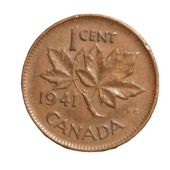 Kanada George VI 1 Bod Javorový List Medené Mince Rok Čas 19 mm 100% Originálne