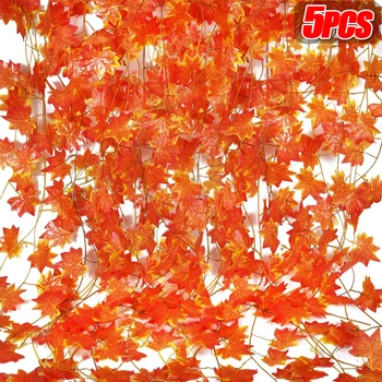 230 cm Umelé Javorové Listy Garland Jeseň Leaf Visí Viniča Rastliny na Jeseň Falošné Javorové Lístie Vianočný deň Vďakyvzdania Dekorácie