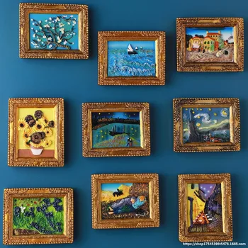 Európska Nordic Som Kreatívny Svet Slávnych Obrazov Van Gogha Série Star Slnečnice Živice Chladnička Magnety Domáce Dekorácie