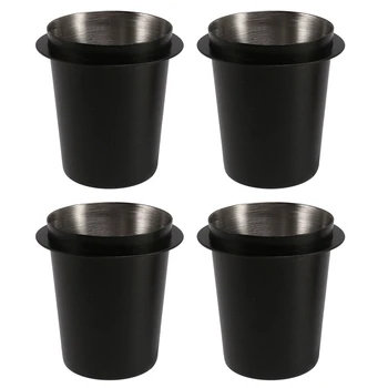 4X Nehrdzavejúcej Ocele Dávkovanie Šálka Kávy Sniffing Hrnček Práškového Krmítko Pre 58Mm Espresso Čierne