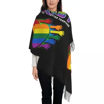 Vlastné Tlačené LGBT Srdce Rainbow GLBT Šatku Ženy Muži Zime Patria Teplé Šatky Gay Lesbickej Hrdosti Šatkou Zábal