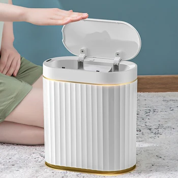 7L Inteligentný Senzor Koša Na Kuchynské Odpadky Tin Pre Kúpeľňa Svetlo Luxusného Rodinného Obývacia Izba Trhliny Koša Cubo Basura