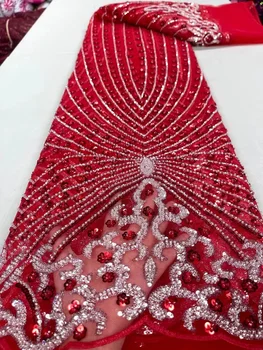 Sequin Čipky Textílií Ručné Crystal Korálky Svadobné Party Ženy Dubaj Francúzsky Lesk Oka Postupnosť Luxusné Korálkové Afriky Tylu