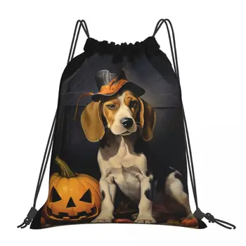 Halloween Beagle Dizajn Batohy Prenosné Šnúrkou Tašky Šnúrkou Zväzok Vrecku Športová Taška Knihy Tašky Pre Muža, Ženy, Študenti