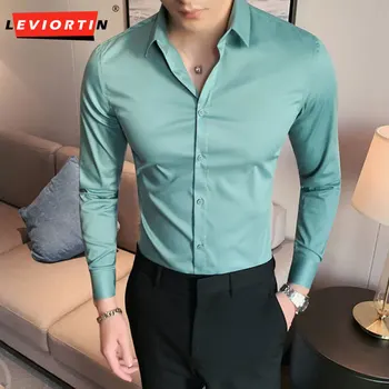 Pánske non žehlenie a štíhly montáž high-end mužov bežné kórejská verzia košele, pracovné odevy, business šaty, dlhé rukávy tričko