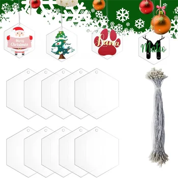 20Pcs 3-Palcový Clear Hexagon Akryl Vianočné Ozdoby Polotovary pre DIY Plavidlá, Ploché Akrylové Ozdoby na Vianočné Čačky A