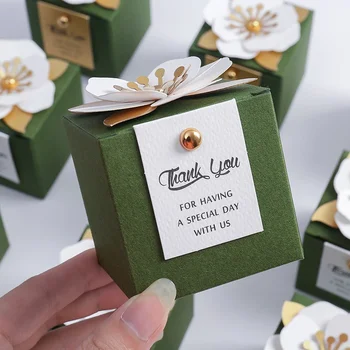Nový Luxusný Ďakujem Candy Box pre Weddingfor Hostia Osobné Papierové kvety Darčeka Narodeniny Party Láskavosti Boxy