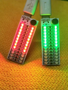 Mini USB Hudby Frekvenciu, Rytmus Zvuk, Ovládanie Auta LED Skákanie Červená Zelená Spektrum Svetlá, Rádio S Mikrofónom