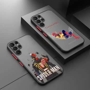Marvel Hrdinovia Spiderman Pre Samsung Galaxy S22 S21 S20 FE S8 S9 Ultra Plus s rezacím zariadením S10 Lite 5G Matné Priehľadné Telefón Prípade