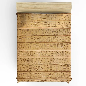 Egyptská Kultúra nástenná maľba Rezbárstvo Symbol Retro posteľná bielizeň Elastické Vybavené List Matrac Kryt Domov Manželská Posteľ Plechu(č obliečky na vankúše)