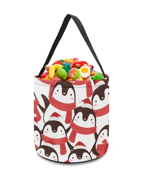 Vianočné Penguin Cartoon Úložný Kôš Sladkostí Vedro Prenosné Domov Skladovanie Taška Prekážkou Pre Deti Hračky, Party Dekorácie Dodávky