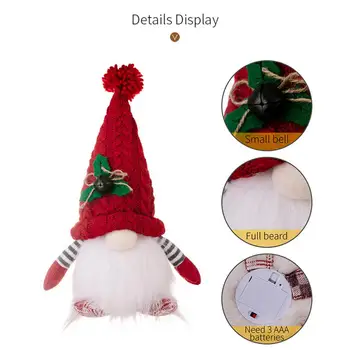Trpaslík Plyšové Hračky Očarujúce Vianočné Gnome Plyšové Hračky s podsvietením Led Rozkošný Anonymný Trpaslík Bábika pre Slávnostné Party Dekor Ručné Plyšové