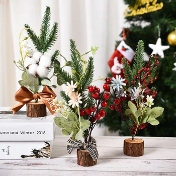 Nový Rok Mini Vianočný Stromček Sisal Hodváb Cedar Stôl Dekorácie Malý Vianočný Stromček Zlato Mini Strom Okno DIY Dekorácie