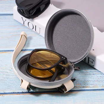 Nové Módne Prenosné Okuliare Úložný Box Skladacie Slnečné Okuliare Úložný Vak Prenosné Šperky Zips Box Kolo Box