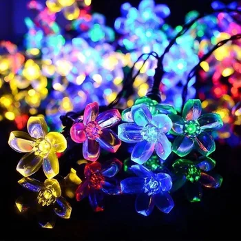 Čerešňový Kvet Kvet Garland Batérie Powered LED Reťazec Rozprávkových Svetiel Crystal Kvety Pre Vnútorné Svadobné, Vianočné Dekoroch Fialová