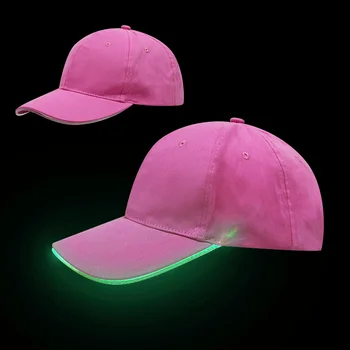 Ružová svetelný spp LEDluminous šiltovku Optického vlákna svetelný klobúk Cestovné reklamné Slnko Klobúk Žien a Mužov v Lete Vrchol Klobúk