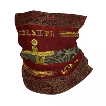 Zlaté Egyptský Boh Ornament Na Červené Kožené Bandana Krku Kryt Vytlačené Zábal Šatku Teplá Kukla Cyklistické Unisex Dospelých Zime