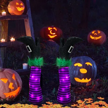 Čarodejnica S Lampou Protetické Nohy Tvar Zábavné Halloween Atmosféru Nádvoria Dekorácie Ghost House Plastové Dekorácie Uzemnenie Prop