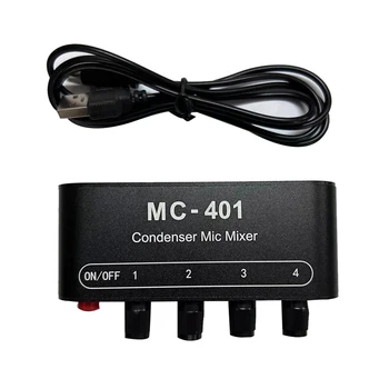 Stereo Audio 1 Výstup, 4 Vstup pre Mikrofón Kondenzátora Mic Mixér Extender Rady MC-401