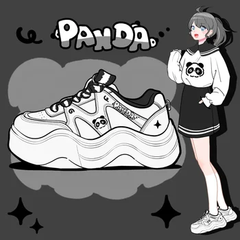 Amy a Michael Krásne Anime Obuv Panda Fashoin Ženy Robustný Ženské Topánky na Platforme Topánky na Tenis Dievčatá Bežné Biele Tenisky