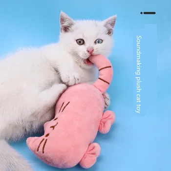 Plyšové Cat Hračka Roztomilý Zábavné Žuť Mačka Playthings Interaktívne Mačiatko Mini Zuby Brúsenie Cartoon Žuvacie Hračky Pet Príslušenstvo