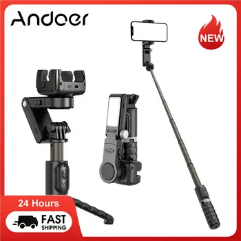 Andoer Q18 Gimbal Stabilizátor 360° s 27.5 v Predĺžení Rod Vyplniť Svetla Smart Face Tracking Auto Vyváženie pre Vlog Živé Vysielanie