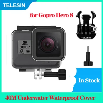 TELESIN 40M pod vodou Bývanie Prípade Vodotesný Kryt pre Gopro Hero 8 Tvrdeného Skla Kryt Objektívu Transparentné Kamery Príslušenstvo