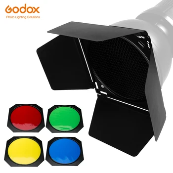 Godox BD-04 Stodola Dvere + Honeycomb Mriežky + 4 Farebný Filter pre Štandardný Reflektor Pre Godox SK400ii DE400 DE300 QS400 Flash Studio