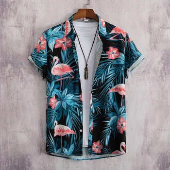 2023 Havajské Košele Muži Móda Kvet Geometrické Vytlačené Blúzka Single-breasted Beach Krátke SleeveTops Mužov Dovolenku Oblečenie
