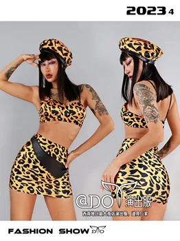 Sexy Leopard Gogo Tanečnica Fáze Kostým Hip Hop Tanečné Oblečenie, Nočný Klub Bar Jazz Dancewear Kpop Oblečenie Drag Queen Oblečenie