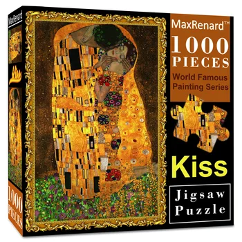 Puzzle 1000 Kusov Hračka fofor Dospelých, Výtvarné umelecké Diela Klimt Kiss Rodiny Hry Domáce Dekorácie Hračka Vianočné Hry Darček P436