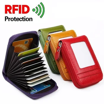Zips Kreditnej Karty Držiteľ, RFID Blokovanie Spojka Walle s 12 Sloty pre Karty, Malá Karta Prípade Žien alebo Mužov