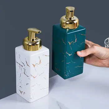 Moderné Mramorované Keramické Lotion Fľaša Foaming Domov Zlato Vzor Námestie Make-Up Remover Šampón Skladovanie Fliaš Kúpeľňových Doplnkov