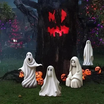 Halloween Biely Duch Socha Outdoor Záhrada Dekor Záhrada Plavidlá Ghost Ornament Strany Roztomilý Dekorácie Festivalu Socha Dary