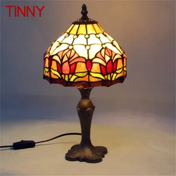 Pásov plechový Tiffany Sklenený Stôl Lampa LED Tvorivé Retro Umenie Stôl Osvetlenie Módne Dekor Pre Domáce Obývacia Izba, Spálňa, Nočné