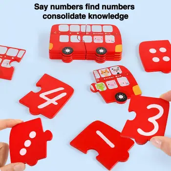 Batoľa Vzdelávacie Hračka Drevené Puzzle Hra Bus Digital Zodpovedajúce Matematika, Hračky pre Deti, Učenie, Vzdelávanie Duševného Vývoja