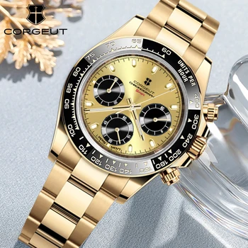 CORGEUT 2023 Nové VK63 Športové TRVALÚ Vysokú Luxusné Quartz Watchs pre Človeka Sapphire Ploché Zrkadlo pánske Hodinky Spustiť Sekúnd