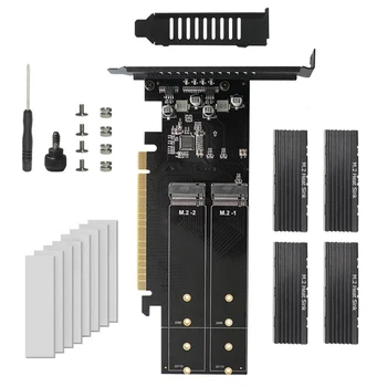 M. 2 NVME Rozširujúca Karta Kovové PCIE 3.0 X16 SSD Stúpačky Karty M Kľúč, HDD Adaptér Podporuje Raid Radič s 4 Heatsinks