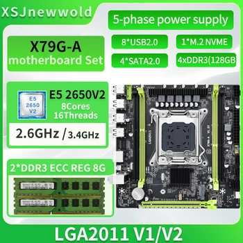 JINGSHA X79G-NA základnej Doske Auta s E5 2650V2 Procesor DDR3 2*8G=16 GB Dual Kanály LGA2011 NVME M. 2 SATA 3.0 Xeon Auta