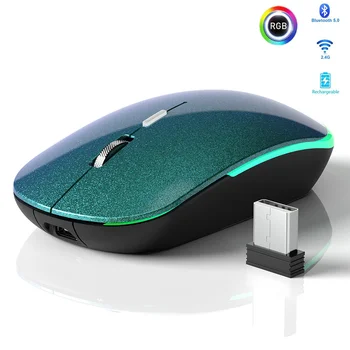 2.4 G Bezdrôtová Myš Bluetooth Myší Podsvietenie Slim Tichý Dobíjacia Herná Myš pre Notebook, MacBook, iPad, PC Počítač