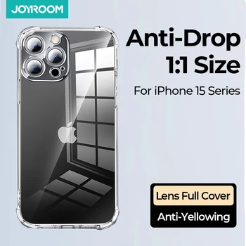 Joyroom puzdro Pre iPhone 15 Pro Max Prípade Krištáľovo Priehľadné Späť PC+TPU Anti-Žltá Plný Kryt Objektívu Pre iPhone 13 14 Pro Max