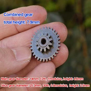 3KS 30124.1 0,8 M 1M Kovové Steampunk Gears OD 25.3 mm 30T + 12 Zubov DIY Zníženie Prevodovka, Kovové Zuby